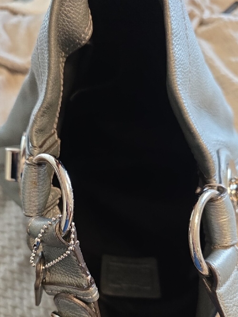 Coach Pebbled Leather Shoulder Hobo in Gray - Picture 7 of 10